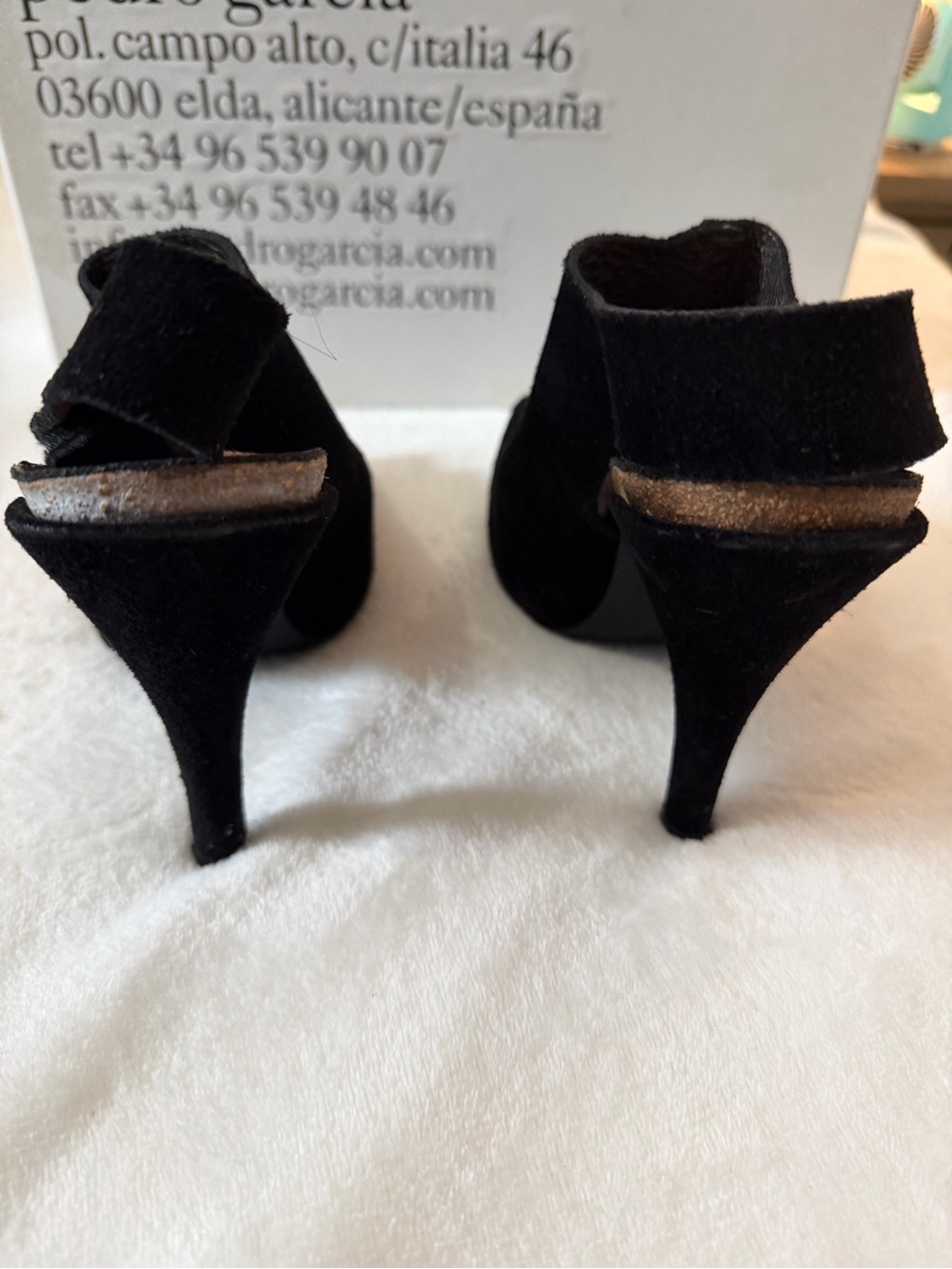 Pedro Garcia Black Suede Peep-Toe Mules - Picture 3 of 4